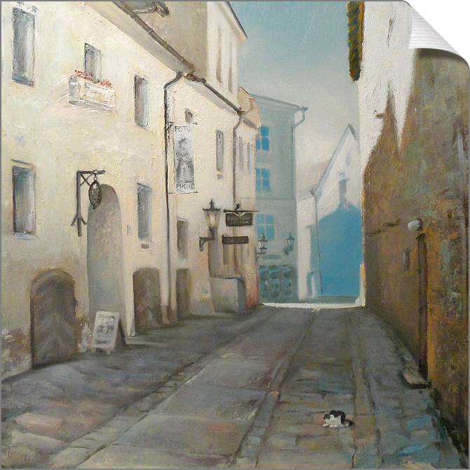 Paintings on canvas Old street and the cat
