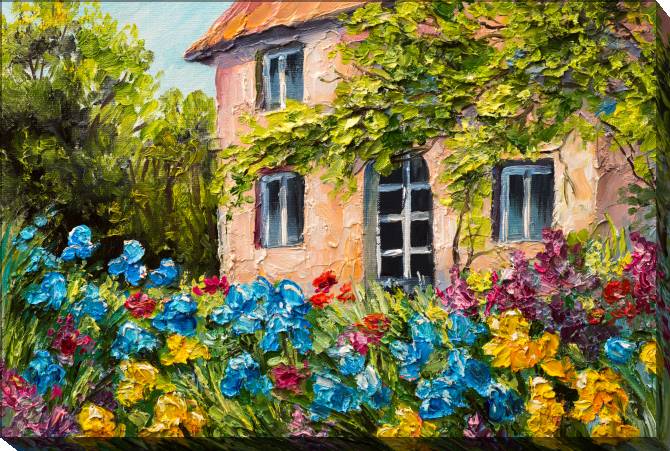 Paintings on canvas House in the flower garden