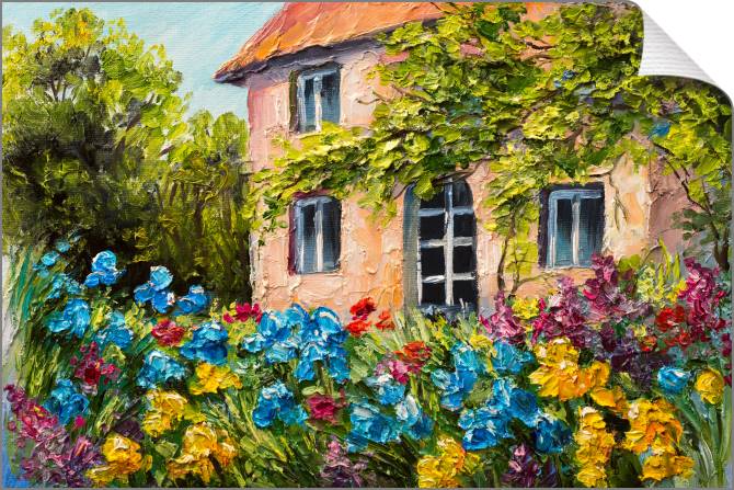 Paintings on canvas House in the flower garden