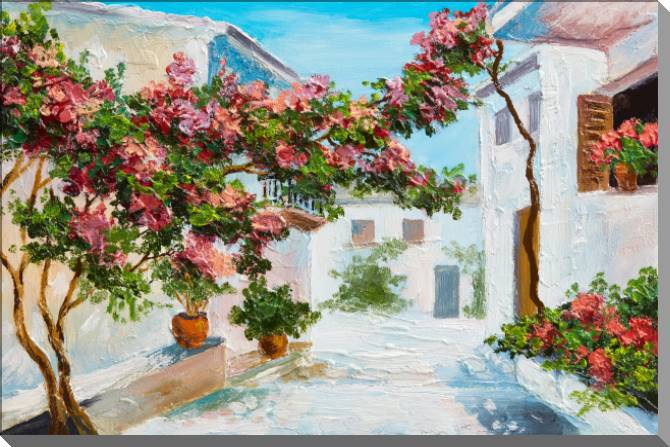 Картины на пластике, пеноркартоне Houses by the sea summer landscape