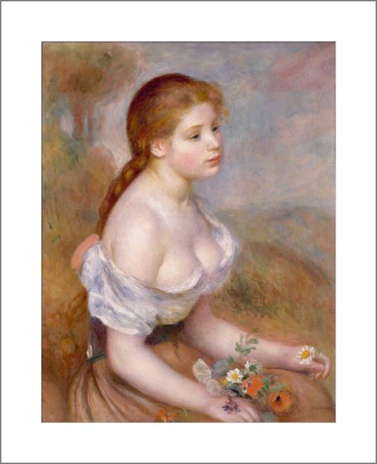 Купить и печать на заказ Картины, фото с паспарту Молодая девушка с ромашками