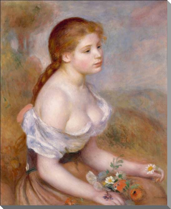 Картины на пластике, пеноркартоне Young girl with daisies (Auguste Renoir)