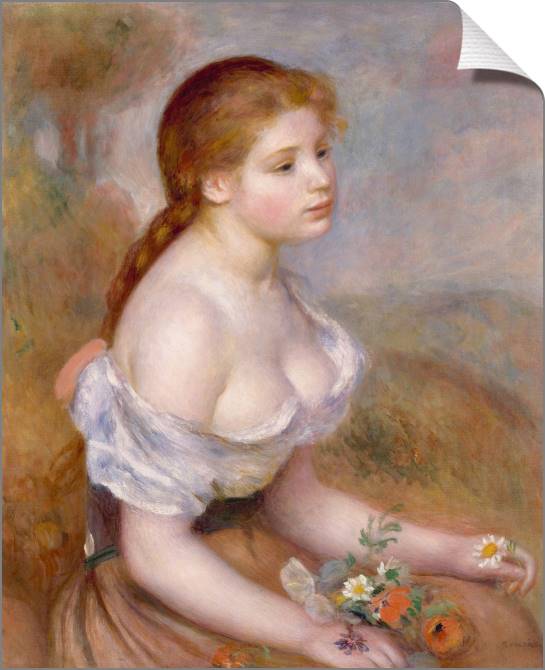 Paintings on canvas Young girl with daisies (Auguste Renoir)