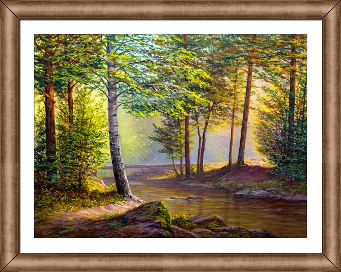 Купить и печать на заказ Картины в рамке, багете Солнечный лес
