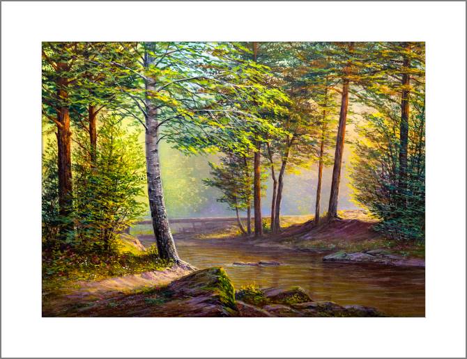 Купить и печать на заказ Картины, фото с паспарту Солнечный лес