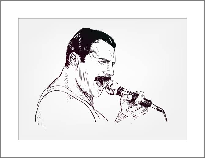 Картины, фото с паспарту Freddie mercury graphics