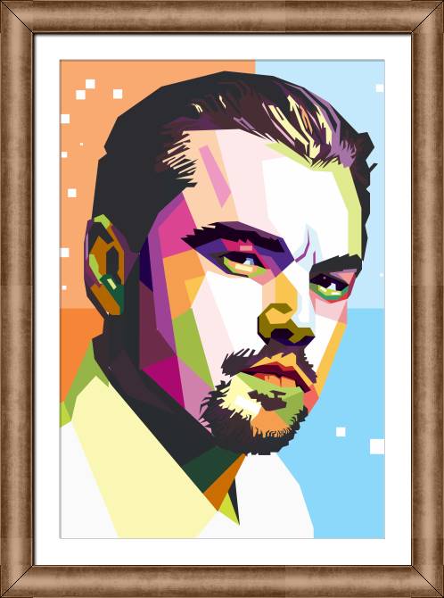 Купить и печать на заказ Картины в рамке, багете Леонардо Ди Каприо разноцветный арт