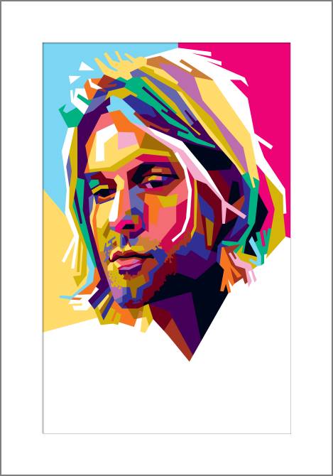 Картины, фото с паспарту Kurt Cobain colored art