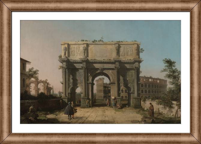 Купить и печать на заказ Картины в рамке, багете Вид на арку Константина с Колизеем