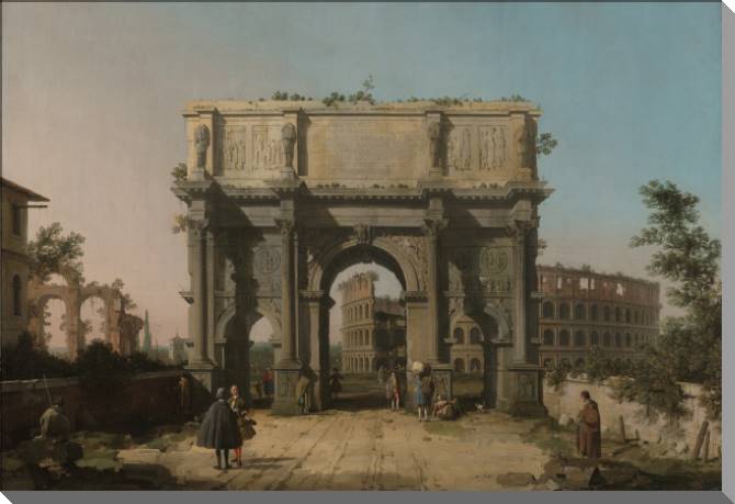 Paintings on plastic, foam cardboard A view of the arch of Constantine with the Colosseum