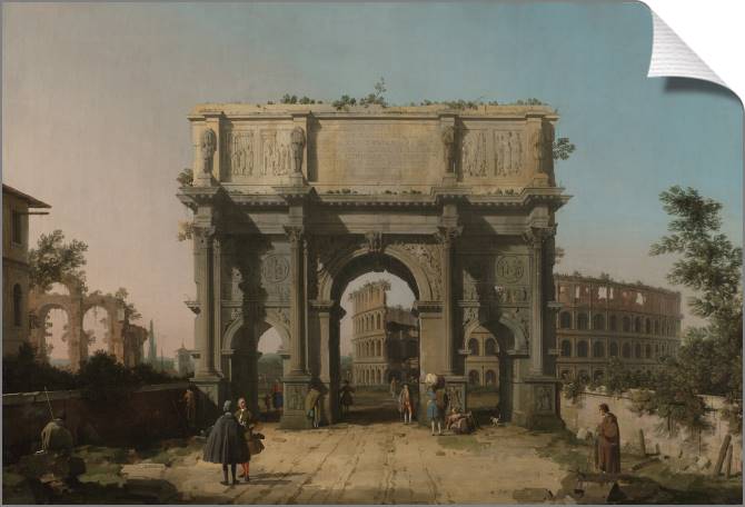 Купить и печать на заказ Картины на холсте Вид на арку Константина с Колизеем