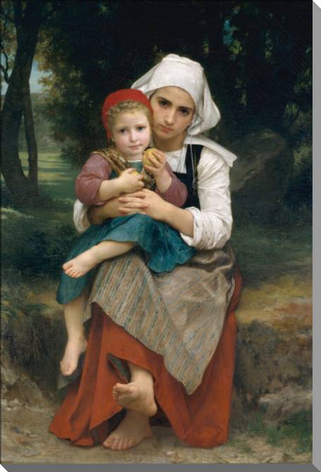 Картины на пластике, пеноркартоне Brother and sister Breton (William Bouguereau)