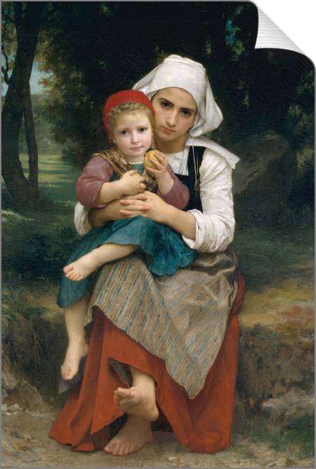 Картины на холсте Brother and sister Breton (William Bouguereau)