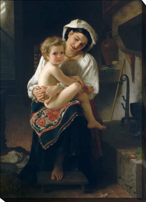 Paintings on canvas A young mother with a child (William Bouguereau)