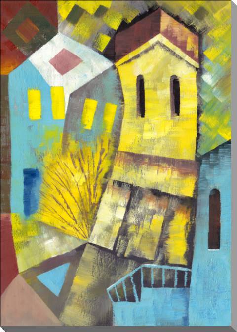 Paintings on plastic, foam cardboard The city in the style of cubism