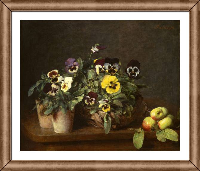 Купить и печать на заказ Картины в рамке, багете Натюрморт с анютиными глазками