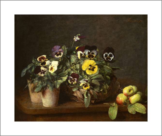 Купить и печать на заказ Картины, фото с паспарту Натюрморт с анютиными глазками