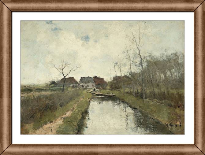 Купить и печать на заказ Картины в рамке, багете Коттеджи у рва