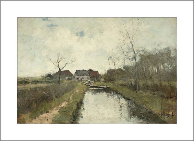 Купить и печать на заказ Картины, фото с паспарту Коттеджи у рва