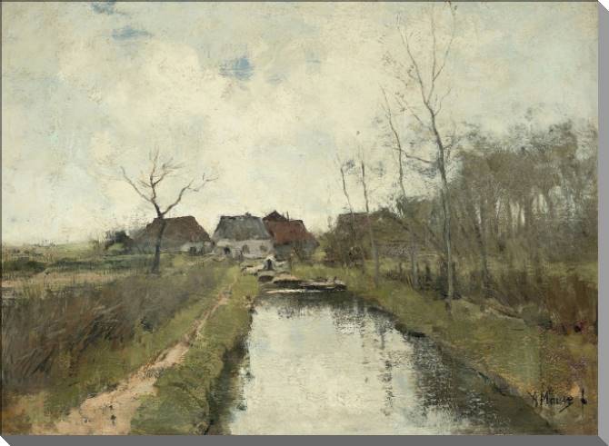 Картины на пластике, пеноркартоне The cottages of the trench (Anton Mauve)