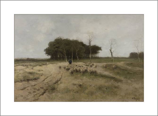 Купить и печать на заказ Картины, фото с паспарту На пустоши возле Ларена (Антон Мауве)