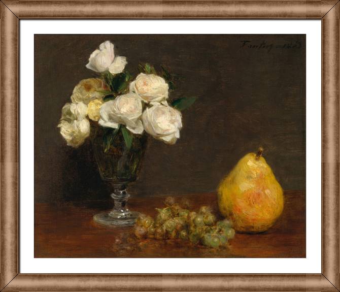 Купить и печать на заказ Картины в рамке, багете Натюрморт с розами и фруктами