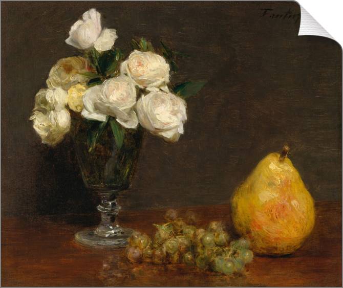 Купить и печать на заказ Картины на холсте Натюрморт с розами и фруктами