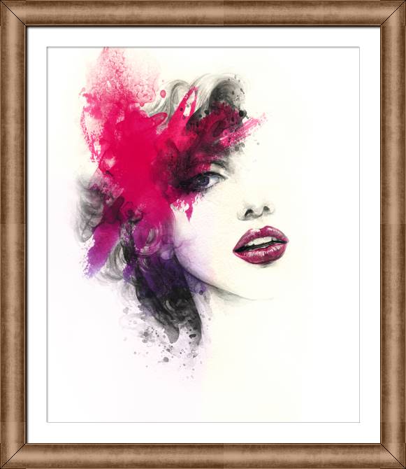 Купить и печать на заказ Картины в рамке, багете Женское лицо акварель