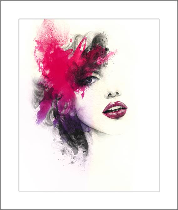 Paintings, photos from Passepartout Women's face watercolor