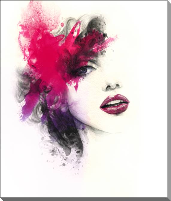 Картины на пластике, пеноркартоне Women's face watercolor