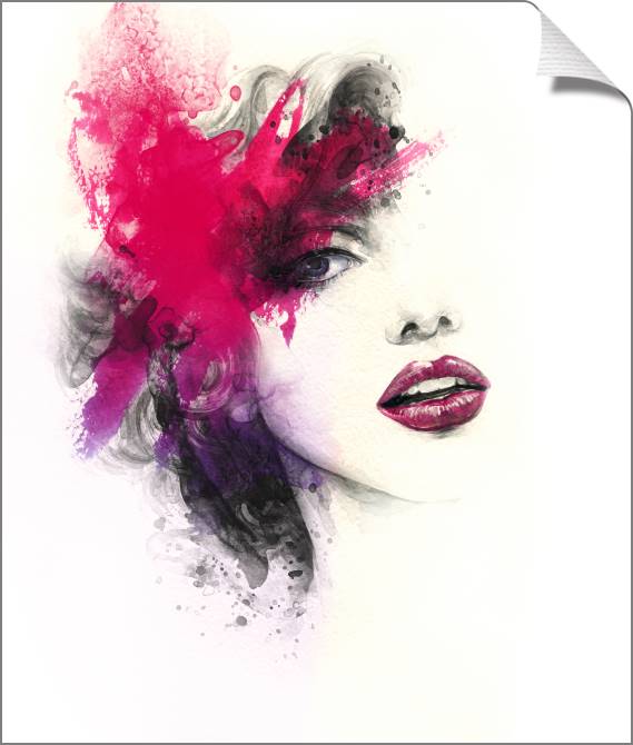 Купить и печать на заказ Картины на холсте Женское лицо акварель