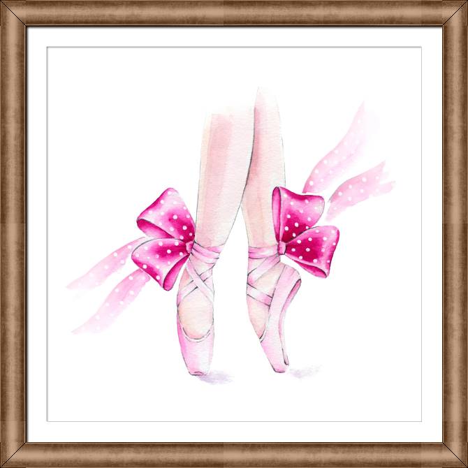 Купить и печать на заказ Картины в рамке, багете Пуанты с бантами