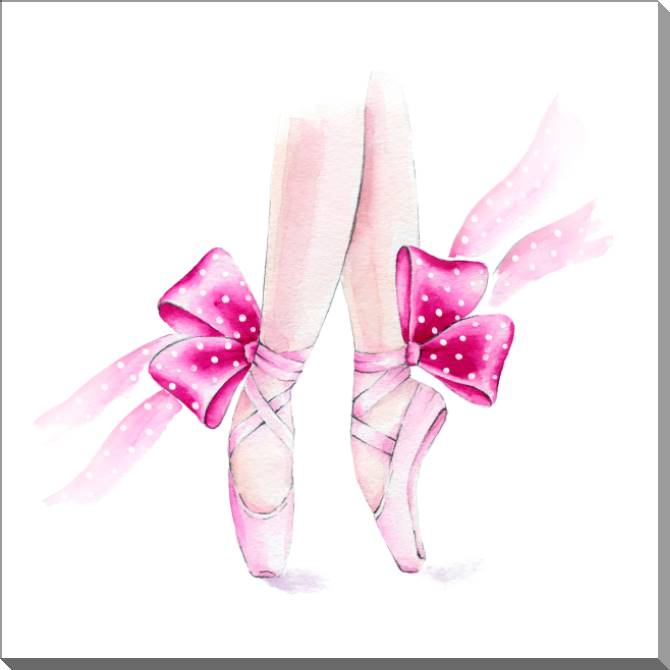 Картины на пластике, пеноркартоне Pointe shoes with bows
