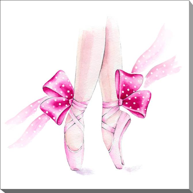 Paintings on canvas Pointe shoes with bows