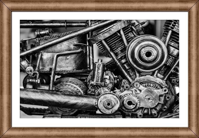 Купить и печать на заказ Картины в рамке, багете Двигатель мотоцикла