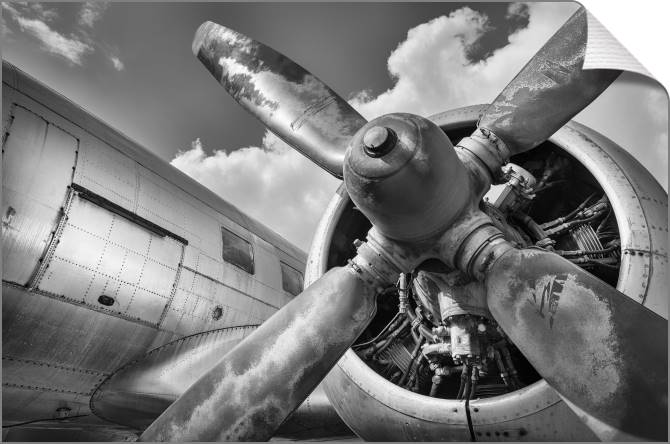 Купить и печать на заказ Картины на холсте Самолет черно-белое фото