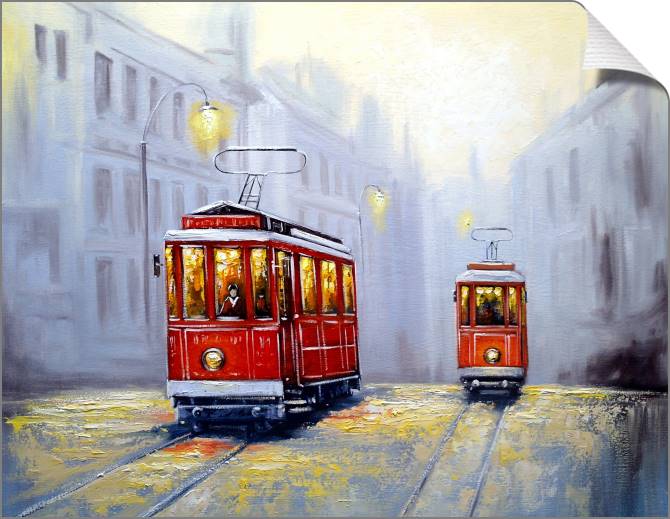 Купить и печать на заказ Картины на холсте Трамваи в старом городе
