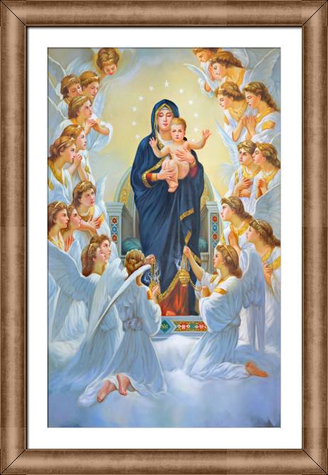 Купить и печать на заказ Картины в рамке, багете Копия Мадонна среди ангелов 