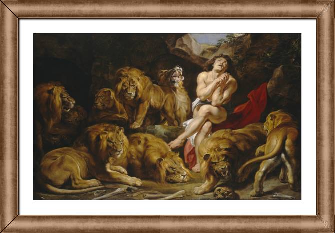 Купить и печать на заказ Картины в рамке, багете  Даниил во рву со львами 
