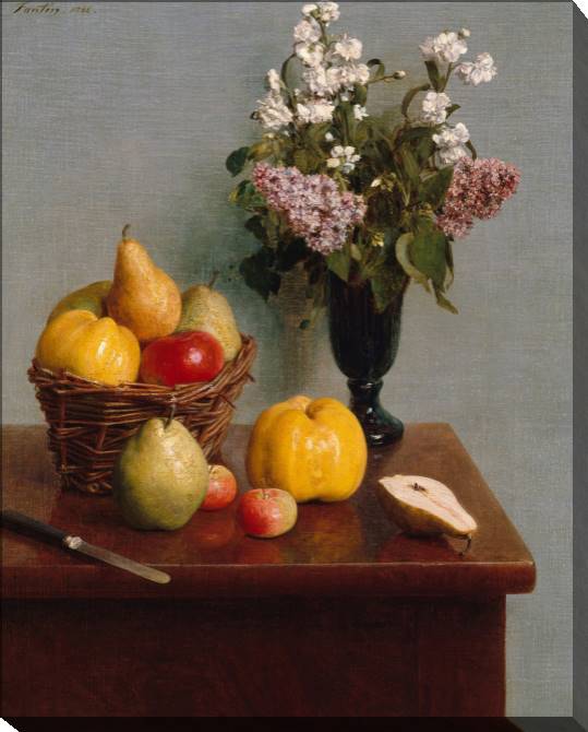 Paintings on canvas Still life with flowers and fruit (Henri Fantin-Latour)