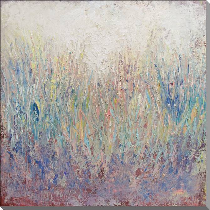 Paintings on plastic, foam cardboard Herbal landscape in gentle tones