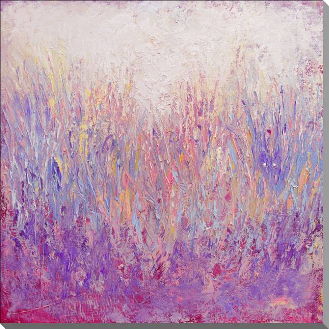 Paintings on plastic, foam cardboard Herbal landscape in pink tones