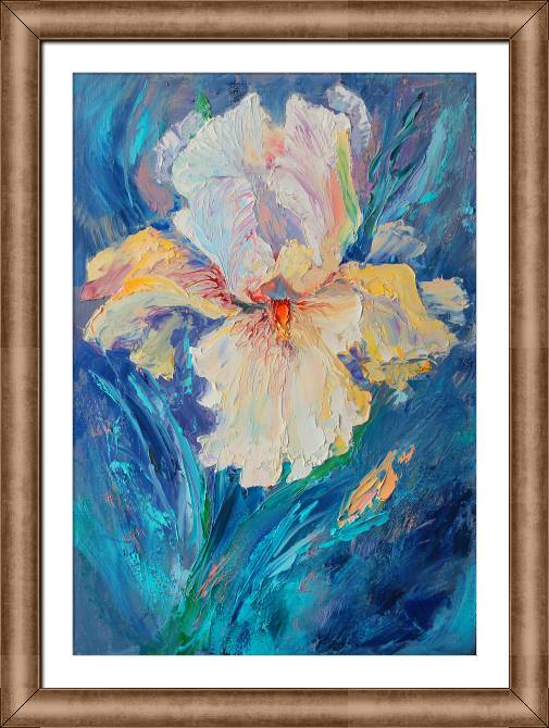 Купить и печать на заказ Картины в рамке, багете Белый ирис