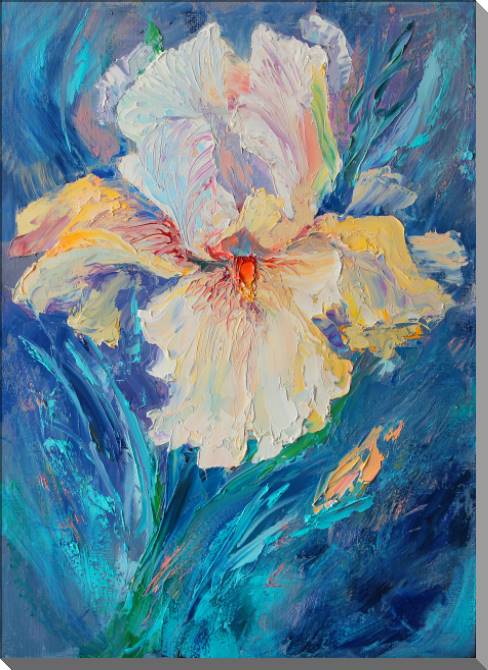 Paintings on plastic, foam cardboard White iris