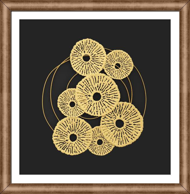 Купить и печать на заказ Картины в рамке, багете Панно из золотых узоров