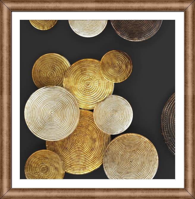 Купить и печать на заказ Картины в рамке, багете Металлические диски на черном фоне