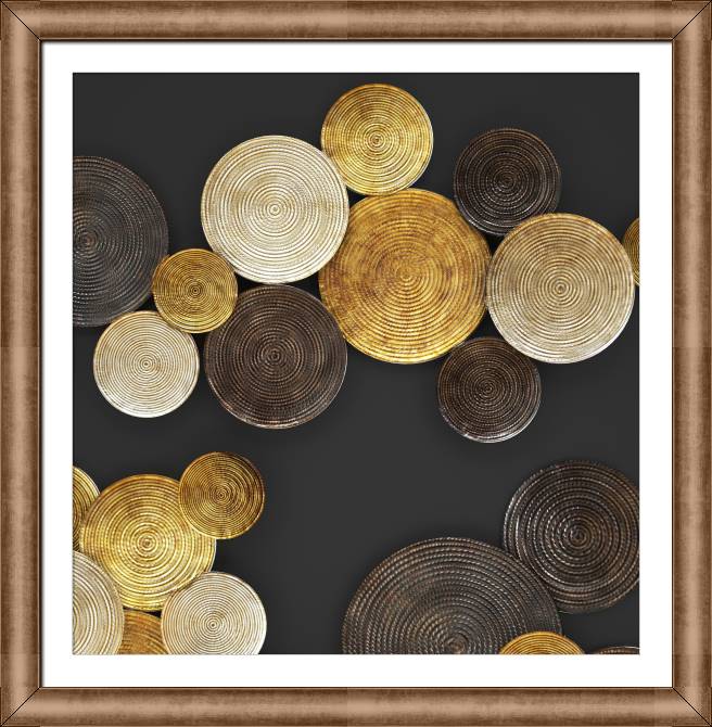 Купить и печать на заказ Картины в рамке, багете Композиция из металлических дисков