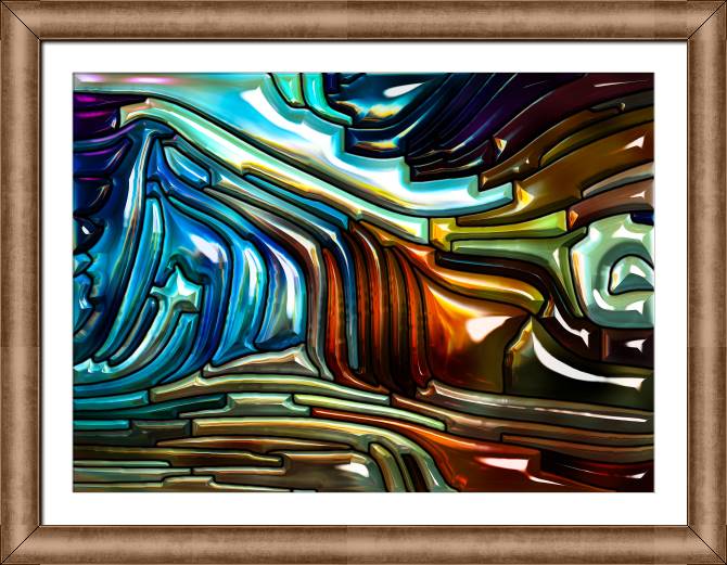 Купить и печать на заказ Картины в рамке, багете Переливы голубого, красного и желтого стекла