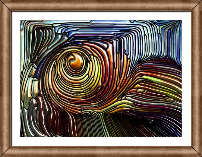 Купить и печать на заказ Картины в рамке, багете Водоворот из объемных линий витражного стекла