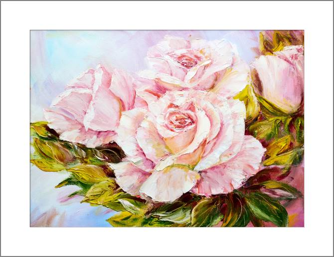 Купить и печать на заказ Картины, фото с паспарту Чайные розы